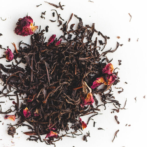herbal tea with bergamot oil, rose, and black tea